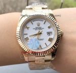 Copy Rolex Day Date President Gold White Dial Roman Markers Watch 36mm